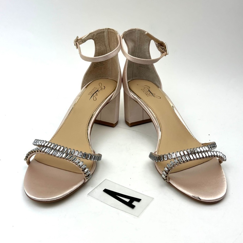 JEWEL BADGLEY MISCHKA Joanne Embellished Block Heel Sandal sz 8.5